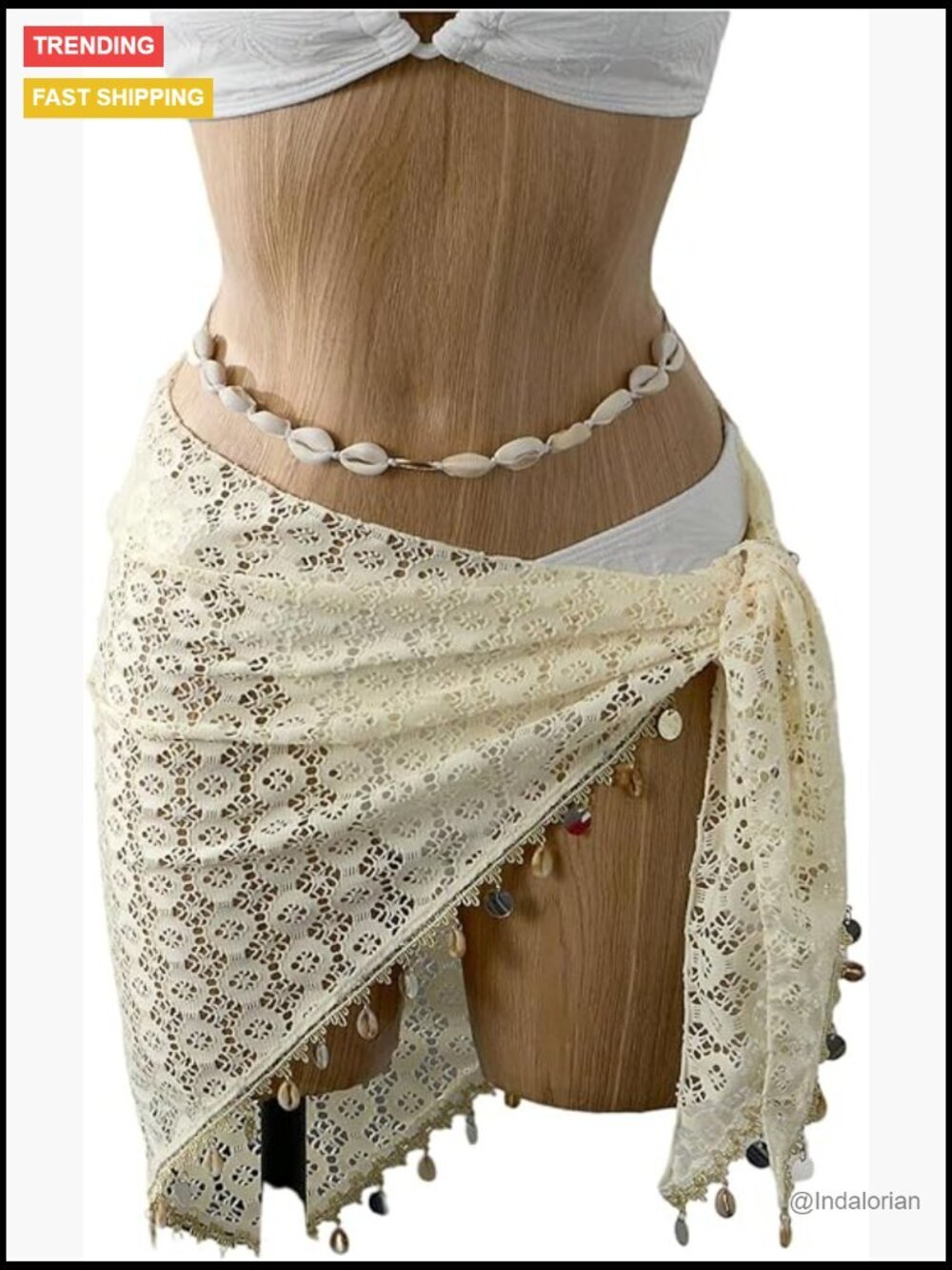 Eyelet Crochet Beach Cover Up Boho Tie Wrap Skirt Summer Vacation Outfits